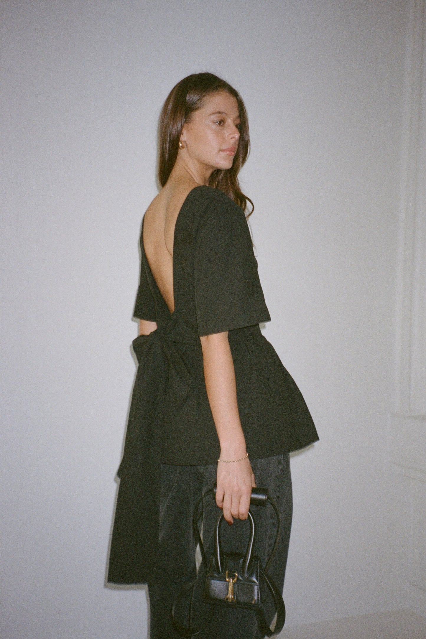 The Short Sleeve Rhoe Top in Black