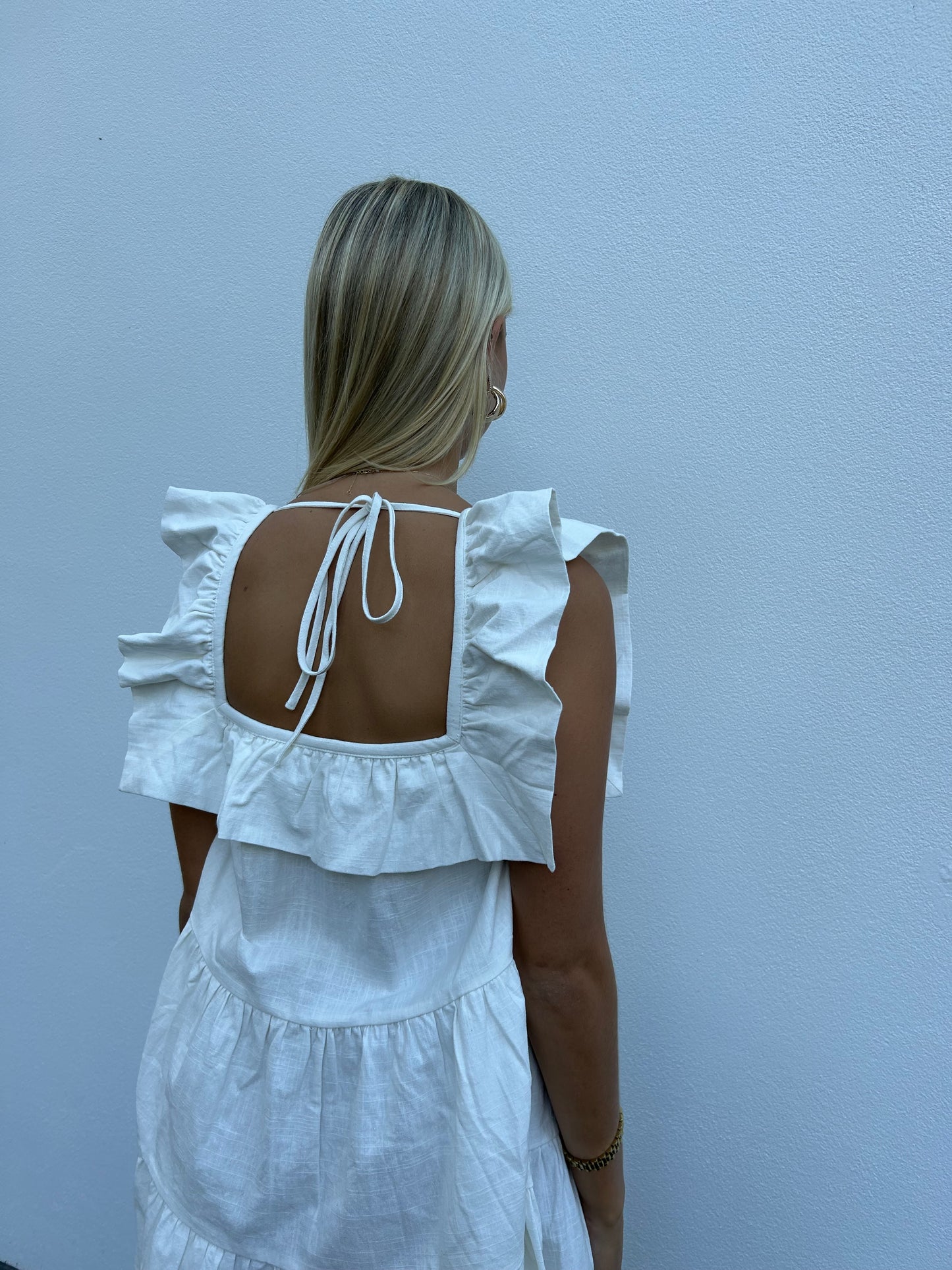 The Lola Frilly Dress in White