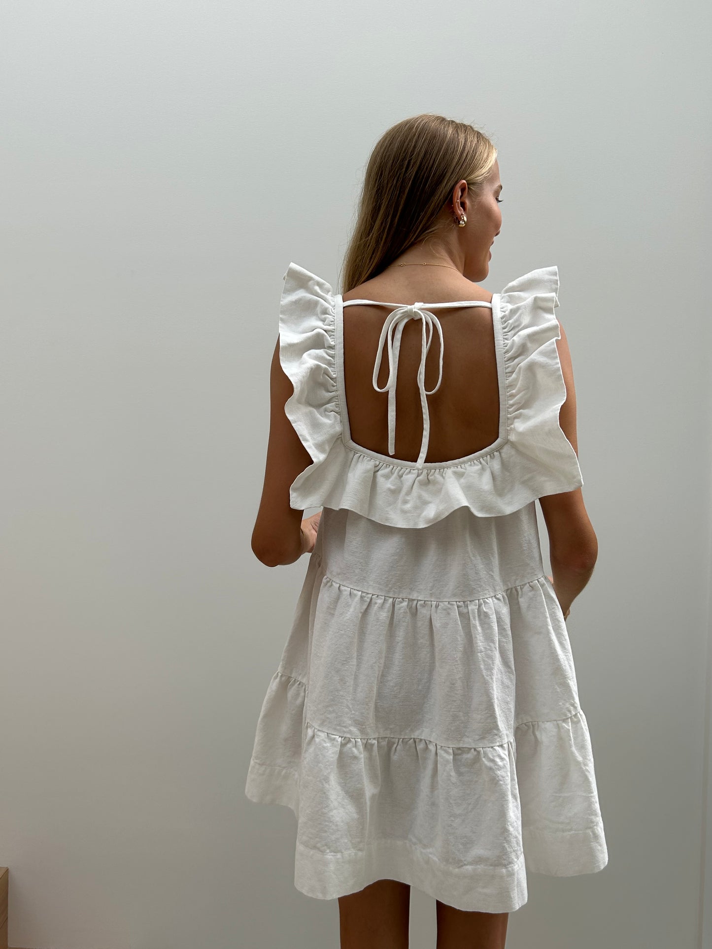 The Lola Frilly Dress in White