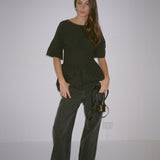 The Short Sleeve Rhoe Top in Black