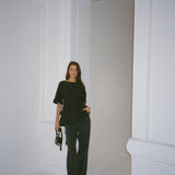 The Short Sleeve Rhoe Top in Black