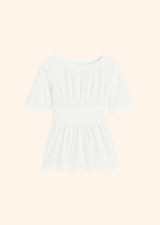 The Short Sleeve Rhoe Top in White