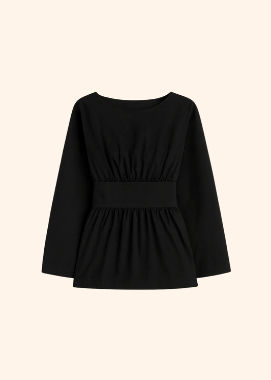 The Long Sleeve Rhoe Top in Black