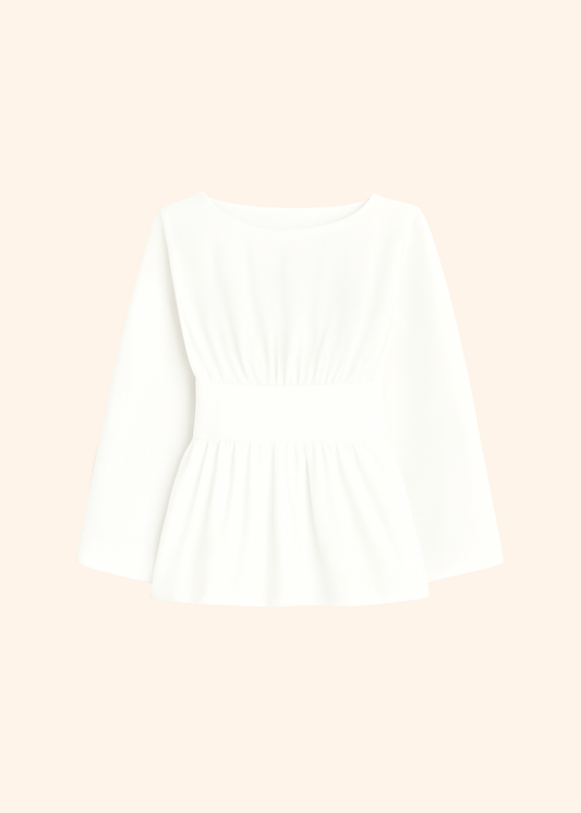 The Long Sleeve Rhoe Top in White