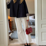 Liz Plaid Cuff Coat in Navy