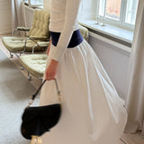 Mimi Maxi Skirt in Navy and White