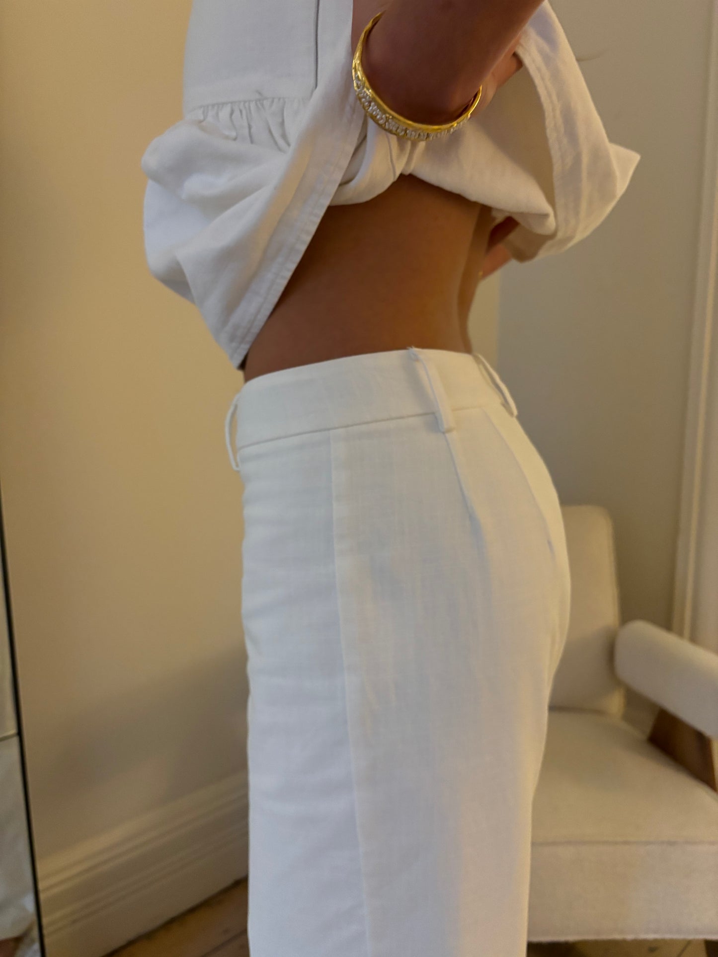 The Low Waisted Bianca Pant in White