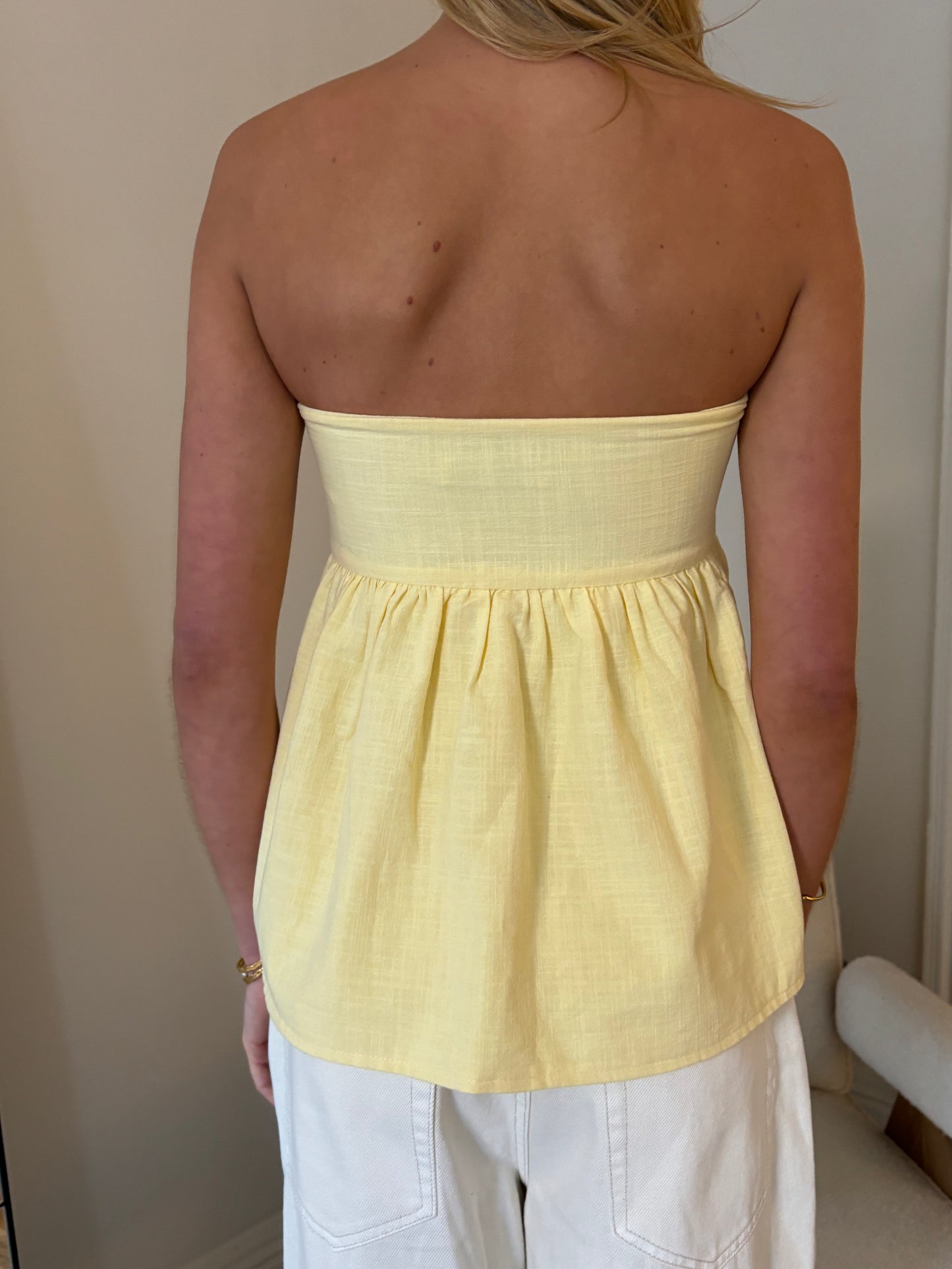 The Charlotte Puffy Top in Baby Yellow