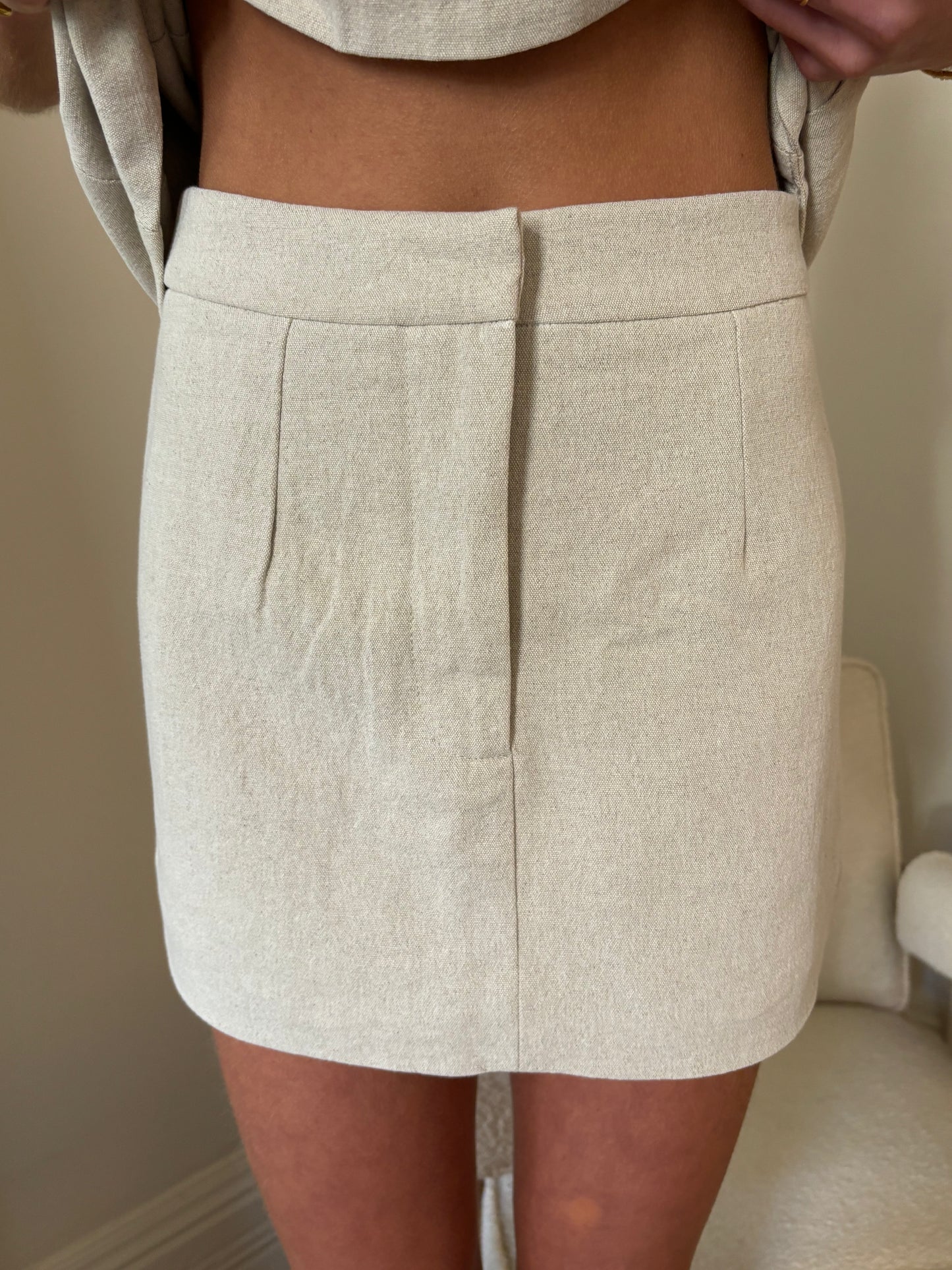 The Alias Mini Skirt in Natural Linen