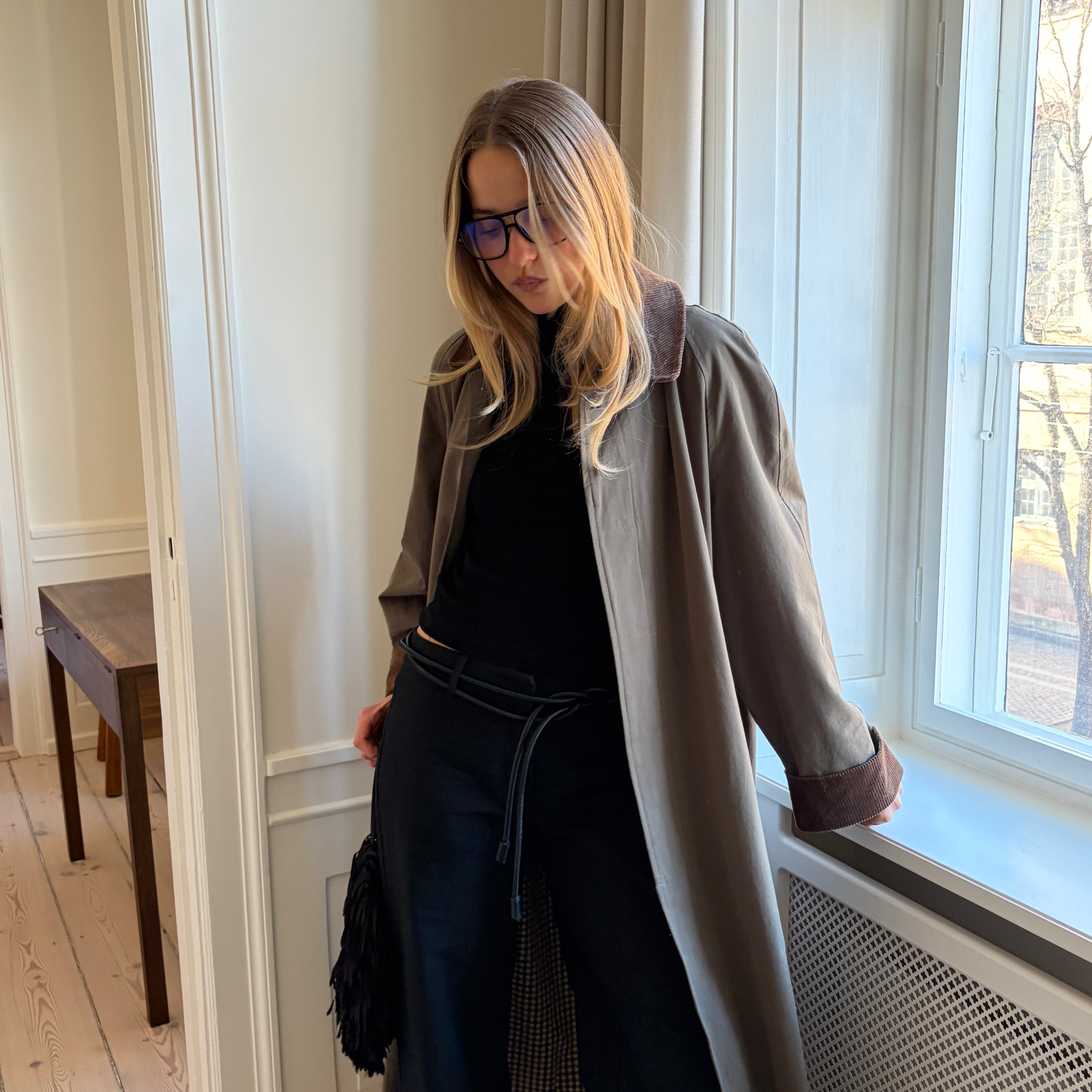Alannah Trench in Dark styled with Bianca Pant
