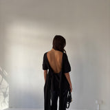 The Short Sleeve Rhoe Top in Black