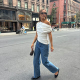 The Katie One Shoulder Top in White