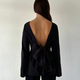 The Long Sleeve Rhoe Top in Black