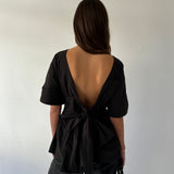 The Short Sleeve Rhoe Top in Black