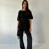 The Short Sleeve Rhoe Top in Black