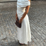 The Katie One Shoulder Top in White