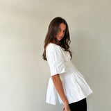 The Short Sleeve Rhoe Top in White
