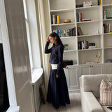 Mimi Maxi Skirt in White and Navy