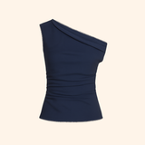 The Katie One Shoulder Top in Navy