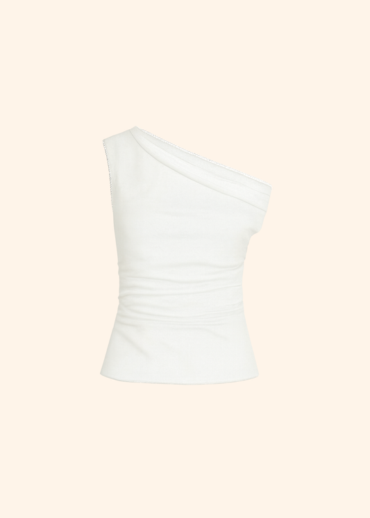 The Katie One Shoulder Top in White