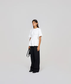 Short Sleeve Rhoe in White styled with Bianca Pants