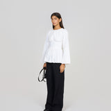 The Long Sleeve Rhoe Top in White